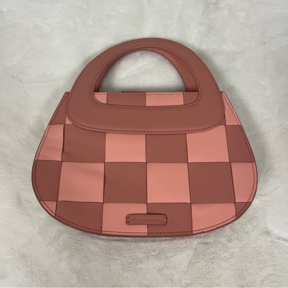 LELE SADOUGHI CARLA CHECKERED LEATHER TOP HANDLE BAG - Picture 9 of 12